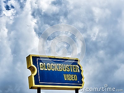 An abandoned Blockbuster Video Co sign Editorial Stock Photo