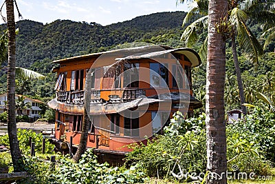 Abandoned Boat Chalet, Ghost Ship in Grand Lagoona, Koh Chang, Trat, Thailand Editorial Stock Photo