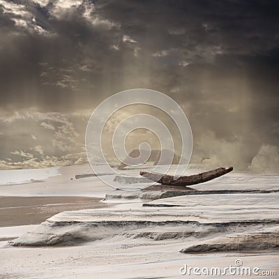 Abandoned Boat in the Monsoon Rain Stock Photo