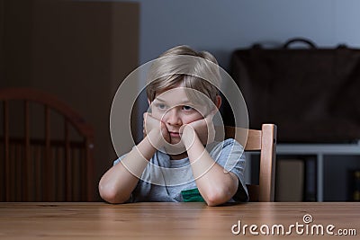 Abandoned boy feeling depressed Stock Photo