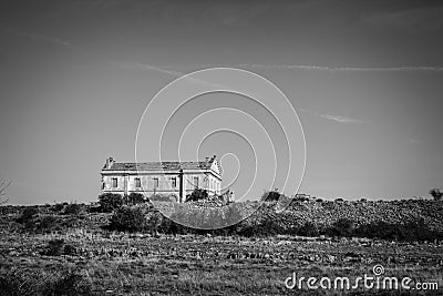 Abandoned building in a rural area, in the province of Soria Spain Stock Photo