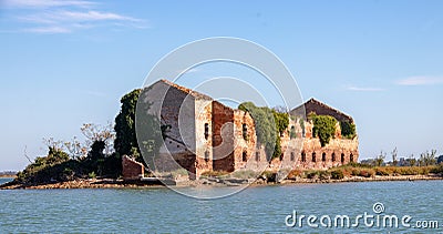 Abandoned Building In Venice Lagoon Stock Photo
