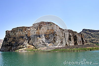 Abandoned Castle Rum Kale at Firat River Euphrates River Stock Photo