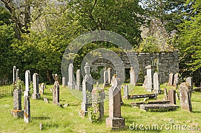Abandoned church and cemetry. Stock Photo