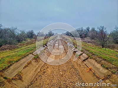 abandoned closed channel autumn wet atmosphere decay Stock Photo