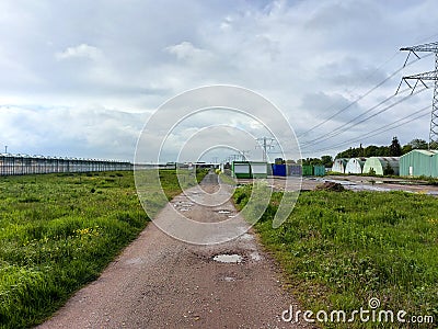 Abandoned and closed demolition buildings along the Hoofdweg in Nieuwerkerk Editorial Stock Photo