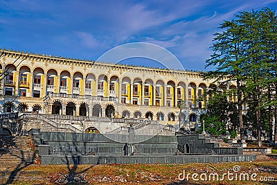 Abandoned and closed spa building - Tskaltubo Stock Photo