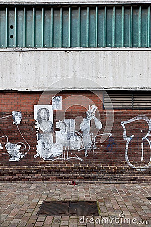 Abandonned street graffiti, Charleroi, Belgium Editorial Stock Photo
