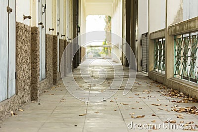 Abandoned corridor empty space old school Stock Photo