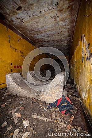 abandoned corridors of post soviet rocket launch base in latvia Editorial Stock Photo