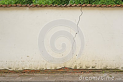 Abandoned cracked dirty stucco white wall background. Stock Photo