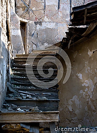 Abandoned damaged stairs Stock Photo