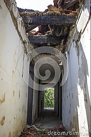 Abandoned Demolished house Stock Photo