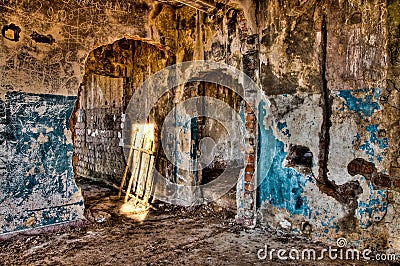 Abandoned destroyed house Stock Photo