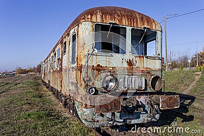 Old train on a railway siding Stock Photo