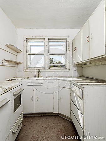 Abandoned dirty kitchen. Stock Photo