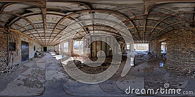 Abandoned empty concrete room or unfinished building. full seamless spherical hdri panorama 360 degrees angle view in Stock Photo