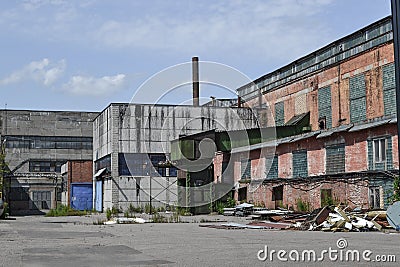 Abandoned factory. Industrial buildings of the Soviet period. Russia Stock Photo