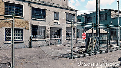 Abandoned factory in a slum district Stock Photo