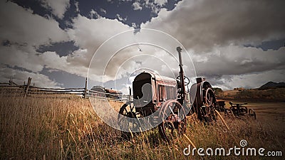 Abandoned farm equipment in rural Colorado Stock Photo