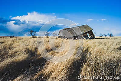 Abandoned farm house in the Alberta prairies Stock Photo