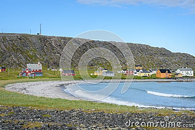 Abandoned fishing village Hamningberg in Finnmark, Northern Norway Stock Photo