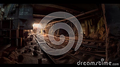 Abandoned, forgotten coal mine, AI generative Stock Photo