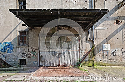 Abandoned garage of warehouse Stock Photo