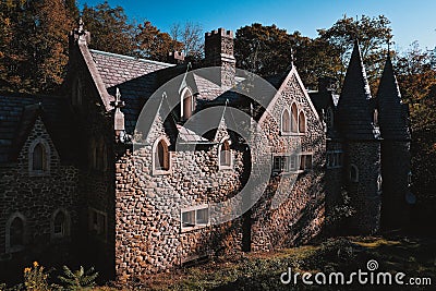 Abandoned Gothic Revival Castle - Catskill Mountains, New York Stock Photo