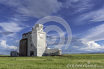 An abandoned grain elevator in Parry, Saskatchewan, Canada Editorial Stock Photo