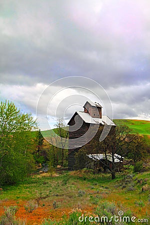 Abandoned Grain Elevator Stock Photo