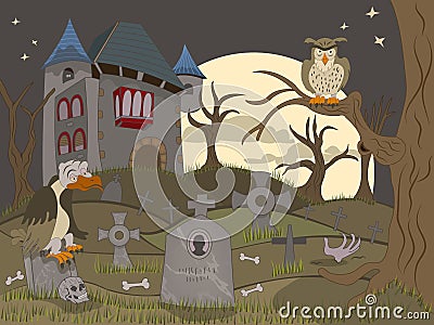 Abandoned graveyard Vector Illustration