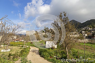 The abandoned Greek Village of Kayakoy, Fethiye, Turkey. Old greek houses, kaya koy near Mediterranean coast. Stock Photo