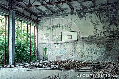 Abandoned gym in Pripyat Stock Photo