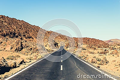 Abandoned highway in desert landscape - vintage style Stock Photo