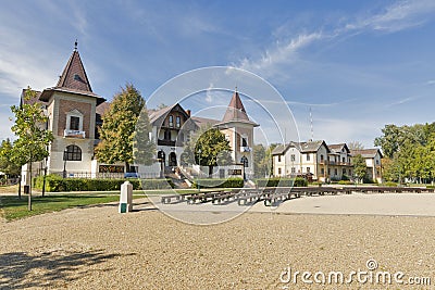 Abandoned hotels on Balaton lake shore in Keszthely, Hungary. Editorial Stock Photo