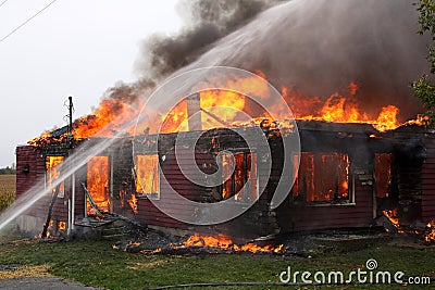 Abandoned House in flame Stock Photo