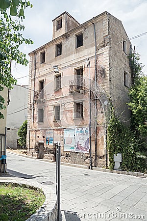 An abandoned house without windows. Oliena, Nuoro Province, Sardinia, Italy Editorial Stock Photo