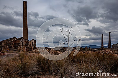 Abandoned Industry buildings and Landscapes Stock Photo