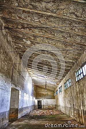 Abandoned interior mining buildings Stock Photo