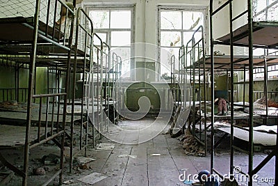 Abandoned Kindergarten in the Chernobyl area Stock Photo