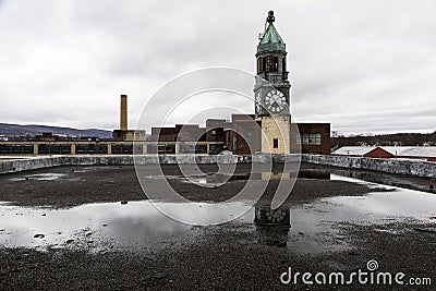 Abandoned Lace Factory and Tower - Scranton, Pennsylvania Stock Photo