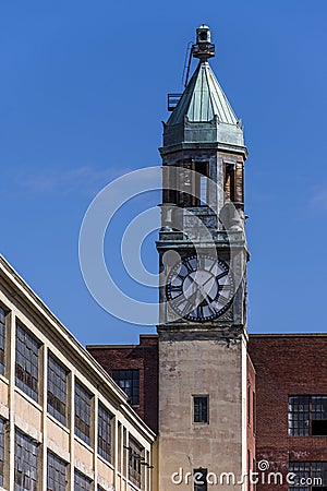 Abandoned Lace Factory and Tower - Scranton, Pennsylvania Stock Photo