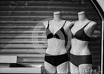 Abandoned lingerie shop Stock Photo