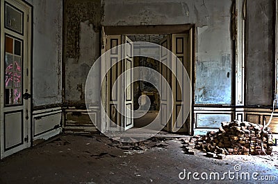 The abandoned mansion room Stock Photo