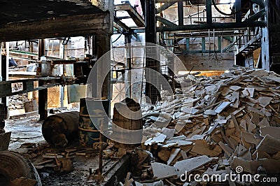 Abandoned marble processing factory Stock Photo