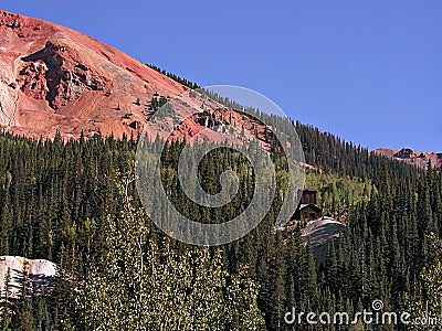 Abandoned Mine at Red Mountain Pass Summit Stock Photo