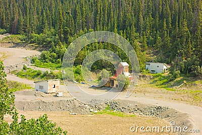 An abandoned mining compound in northern canada Stock Photo