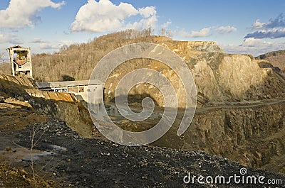 Abandoned mining tower Stock Photo