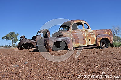 Abandoned old cars in the Northern Territory outback Australia Stock Photo